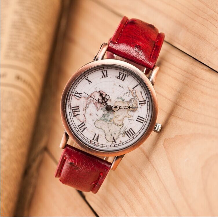 Fashion new watches,alloy leather watches,romanson men map watch