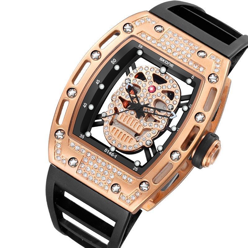 SKONE space-time men's watch outdoor sports watch diamond skull quartz watch