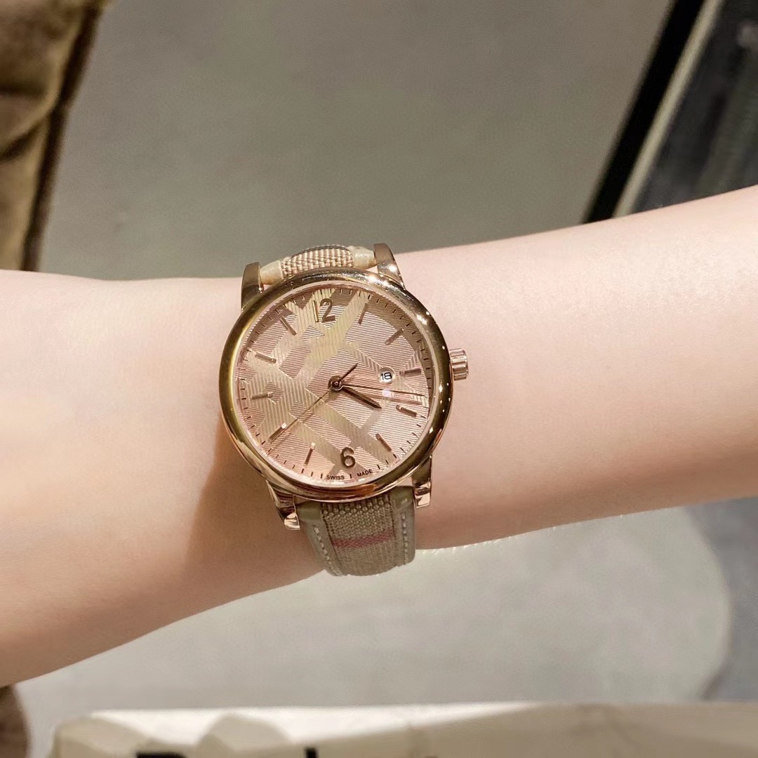 Ba Jia's new BU Baoli quartz belt watch Bu10102 relief calendar dial women's watch, one piece for shipping