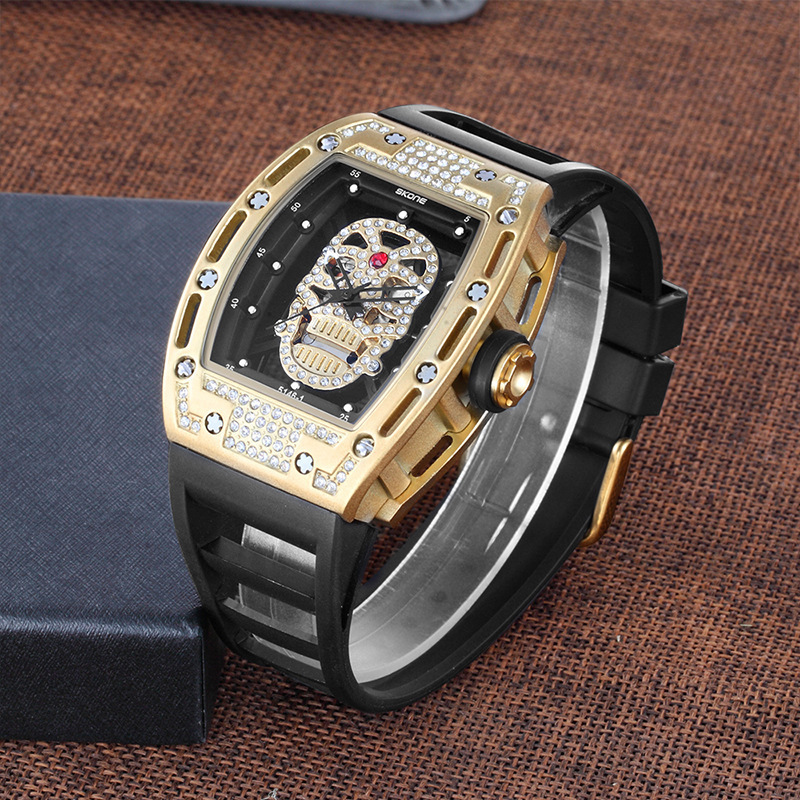 SKONE space-time men's watch outdoor sports watch diamond skull quartz watch