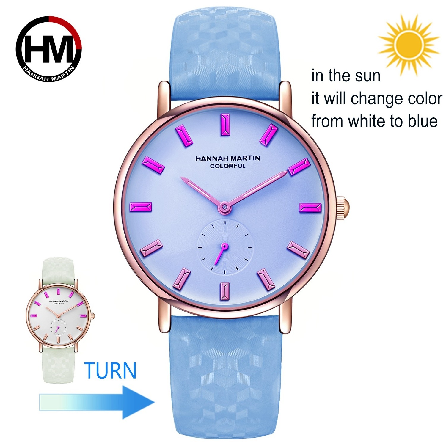 Sunlight UV sensor 2018 student trend cool ladies multifunctional color changing watch