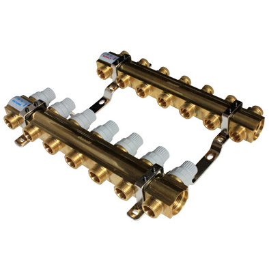 HF216B 7 way underfloor heating water mixing temperature control distribution center brass manifolds