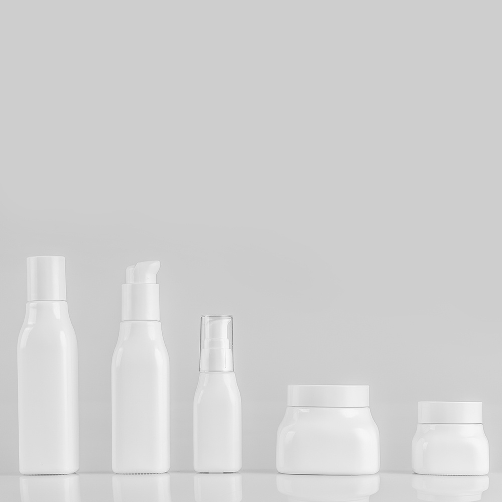 bamboo cosmetic packaging square empty opal white glass bottles and jars for cosmetic packaging