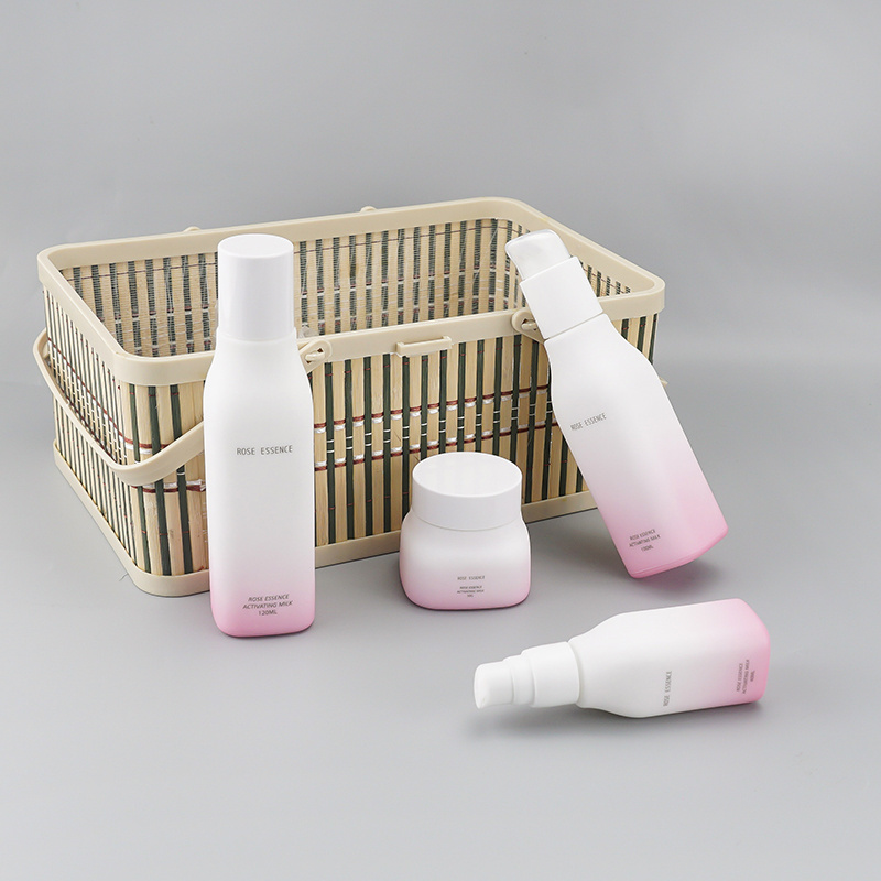 bamboo cosmetic packaging square empty opal white glass bottles and jars for cosmetic packaging