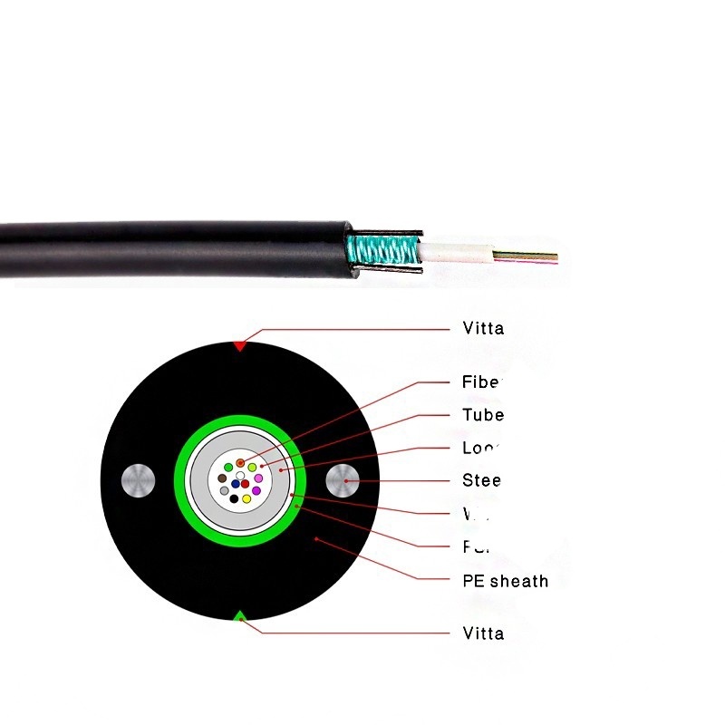 GYXTW Central Tube 12 /24 Core Light-Armored Cable Outdoor Fiber Optic Cable  Communication cable manufacturer