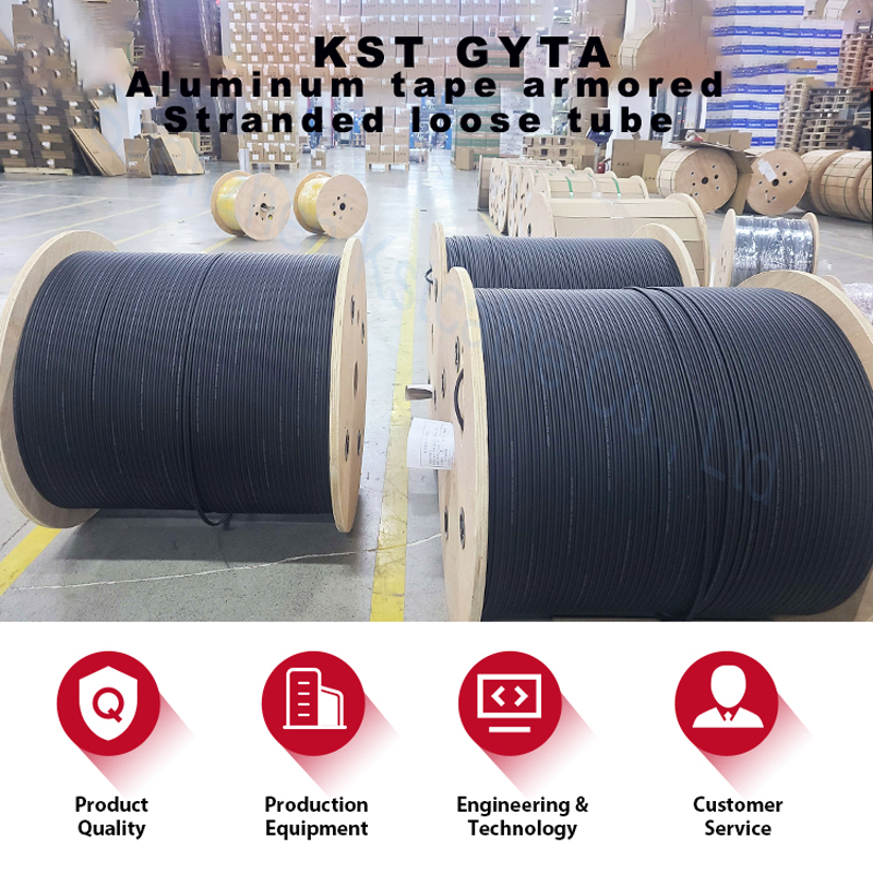 Outdoor Directly buried armored fiber cable GYXTW53 Anti rodent communication cables double steel tape armored optic cable