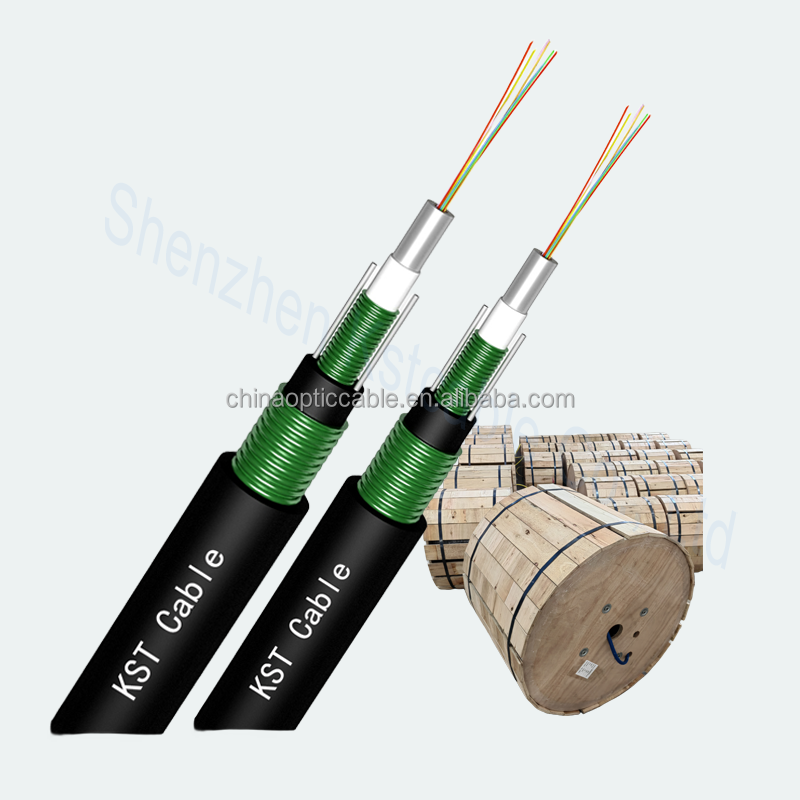 Outdoor Directly buried armored fiber cable GYXTW53 Anti rodent communication cables double steel tape armored optic cable