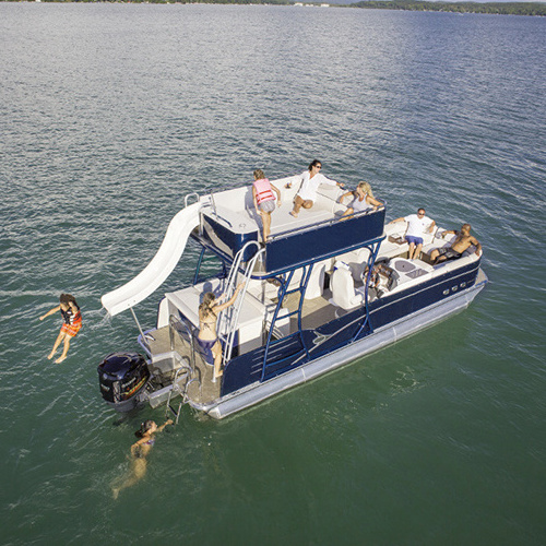 30ft Aluminum Double Decker Pontoon Boat With Electric Motors& Slide For Sale Kinocean