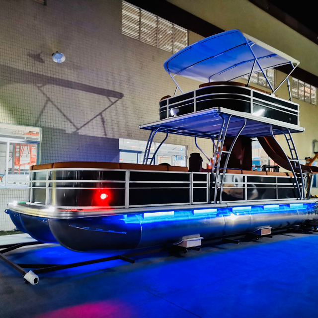 Hottest 30ft Aluminum Electric Luxury Motor Boats Party Pontoon Boat With Slide