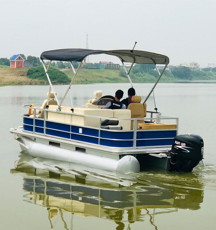 22 Feet Electric Fishing Pontoon Boat with Bridge