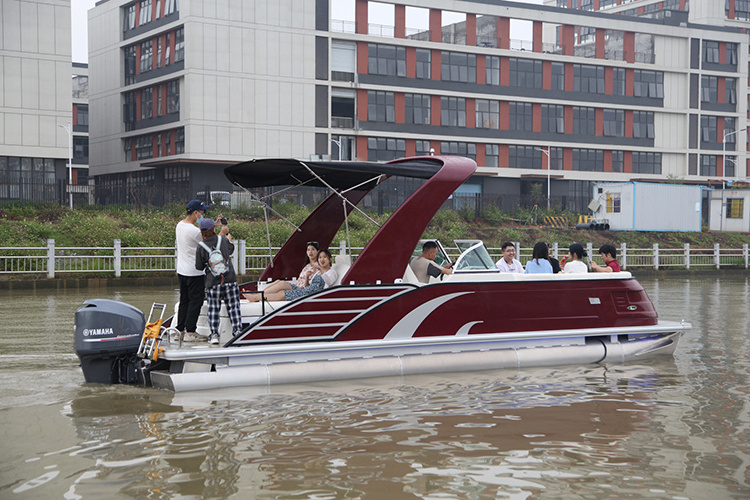 27ft Luxury Fiberglass Sport Pontoon Boat with Inboard Motor  For Sale