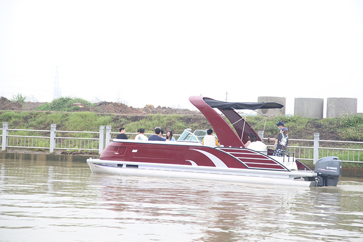 27ft Luxury Fiberglass Sport Pontoon Boat with Inboard Motor  For Sale