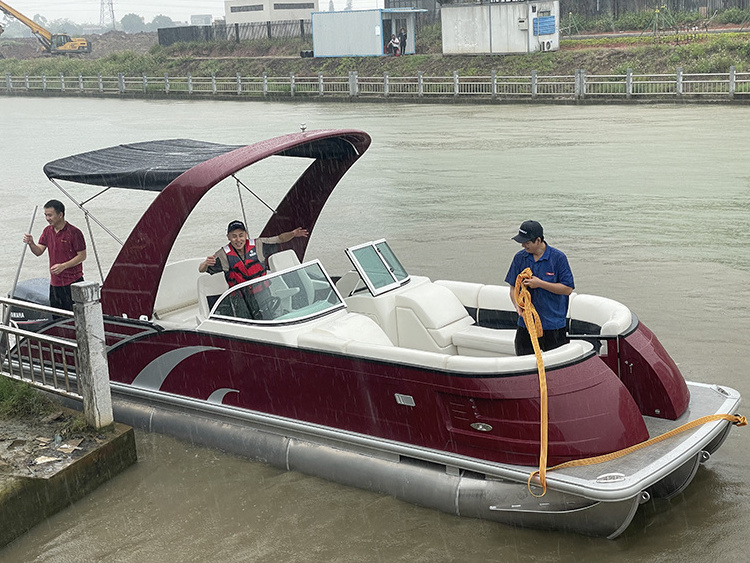 27ft Luxury Fiberglass Sport Pontoon Boat with Inboard Motor  For Sale