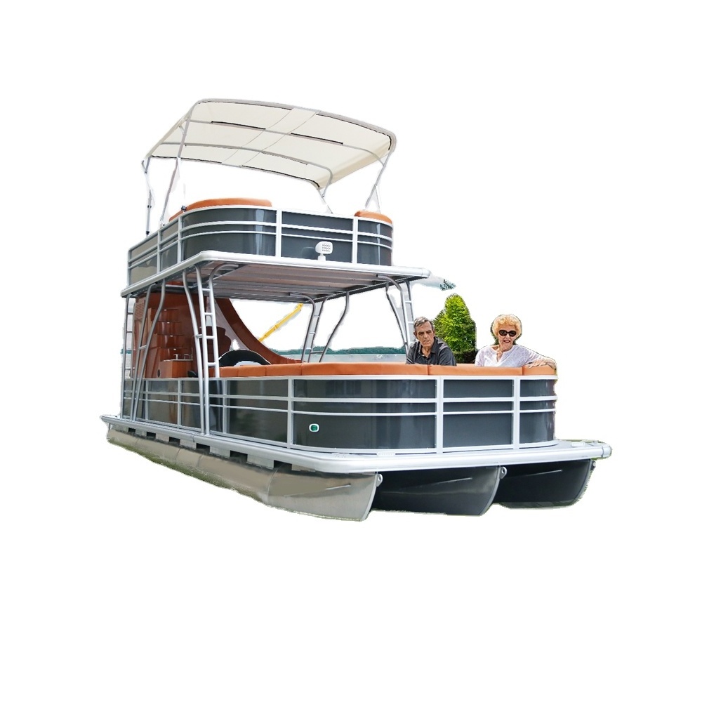 30ft Aluminum Double Decker Pontoon Boat With Electric Motors& Slide For Sale Kinocean