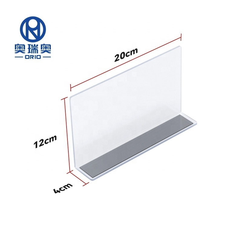 Supermarket Shelves Commercial Refrigerator Acrylic PVC Shelf Dividers L Shape Divider With Magnetic