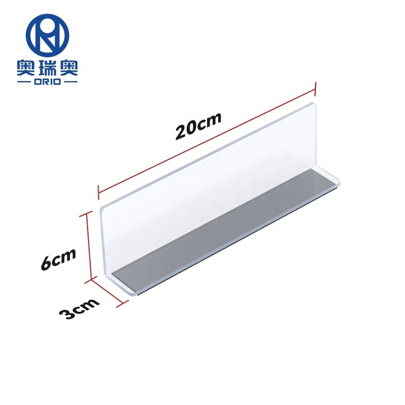 Supermarket Shelves Commercial Refrigerator Acrylic PVC Shelf Dividers L Shape Divider With Magnetic