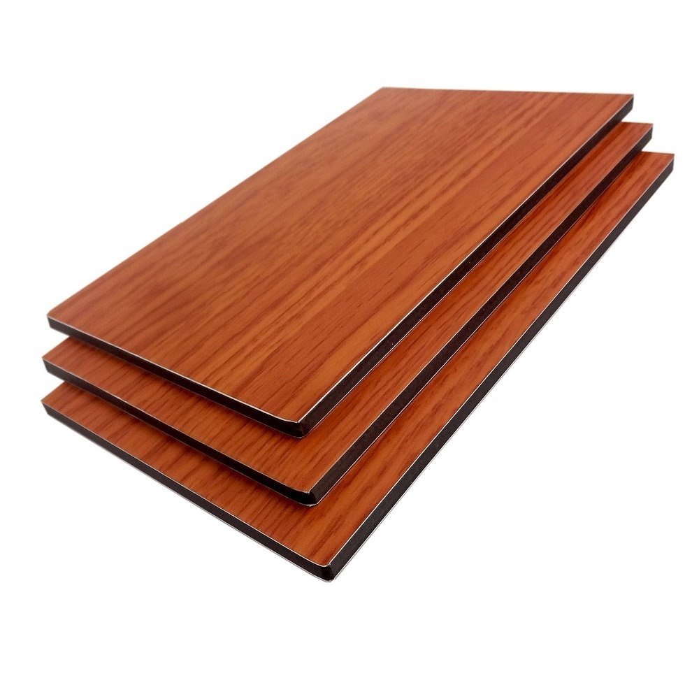 PVDF/PE wood texture aluminium composite panel 4x8feet for curtain wall decoration