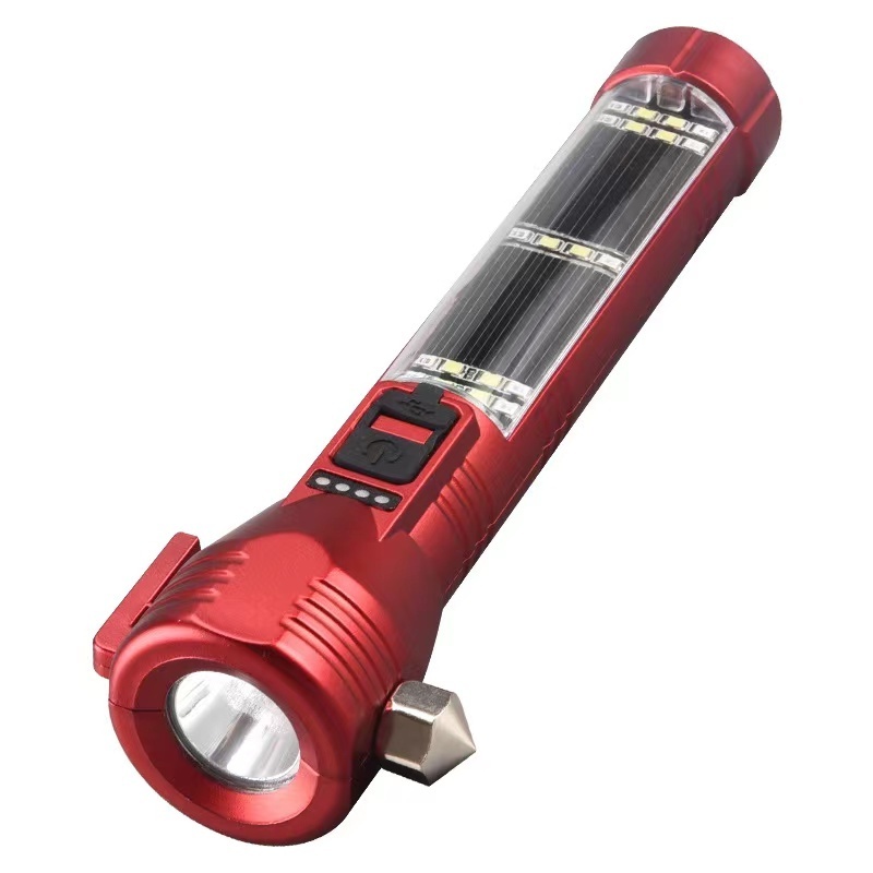 Multifunctional 8 In 1 Safety Hammer  LED Torch Light Solar Power Usb Charging Escape Rescue Outdoor Emergency Flashlight