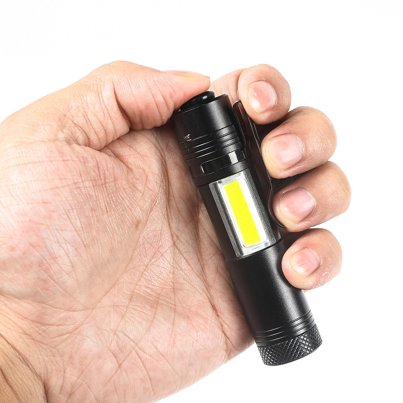 RTS Mini flashlight New Camping Items Purse Light Cob Small Light Pocket Light Led Mini 4 Modes Flashlight