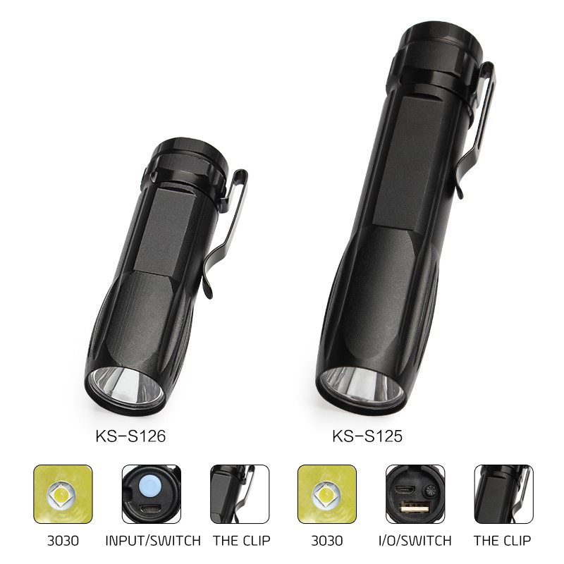 RTS Strong LED mini flashlight waterproof USB charging strong light multi-function outdoor portable torch light