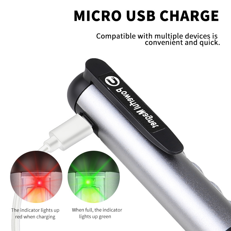 RTS Mini Flashlight USB Rechargeable Portable Pen Light 7 COB LED Torch Lamp With Magnetic Clip Pocket Handy Led Flashlight