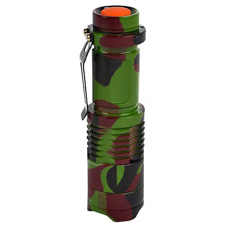 Camouflage Camping Aluminium Alloy Waterproof AA Battery Mini UV Led Torch Light Telescopic Zoom 3 Modes Flashlight