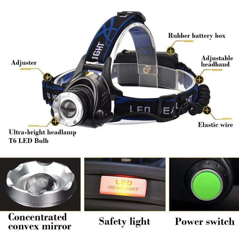 RTS AT Factory direct sales Zoom led headlights outdoor fishing headlight Usb rechargeable headlights T6 18650 Lithium Headlamp