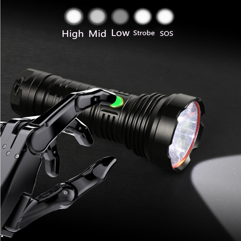 RTS Super Bright Flashlight 2KM Long Range Beam Rechargeable Hunting Flashlight Powerful Spotlight Heavy Duty Torch