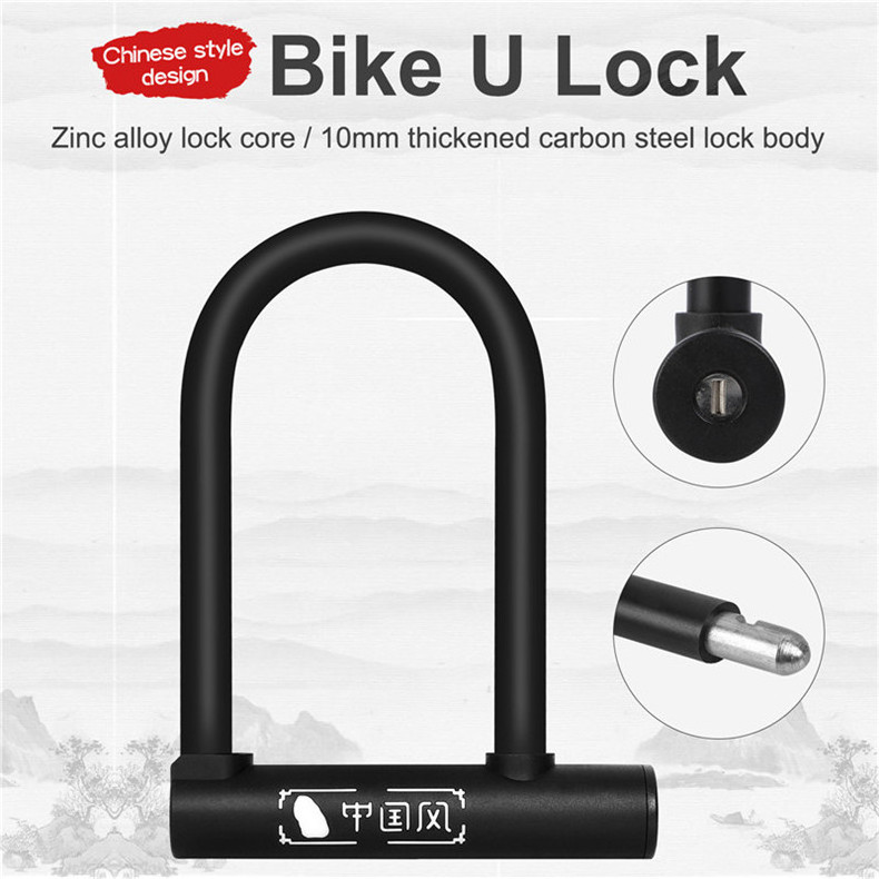 Bicycle U Lock Anti-theft Steel Cable Security Cycling Lock Motorcycle Electric Scooter MTB Road Bike U-shaped Lock Zinc Alloy