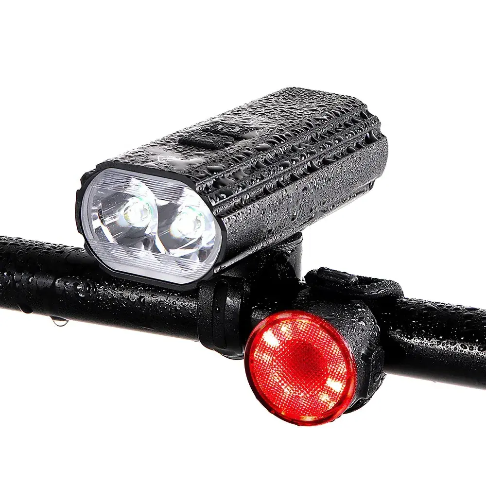 Cycle Bike Light IPX-6 Waterproof Rechargeable Bicycle Accessories Bicycle Led Front Light With 5 Modes Front Rear Set Mount