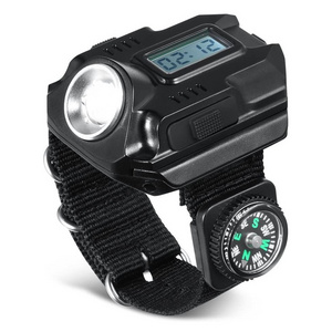 Multifunctional Rechargeable Led Watch Wrist Light Waterproof Outdoor Climbing Emergency Wrist Tactical Flashlight With Compass