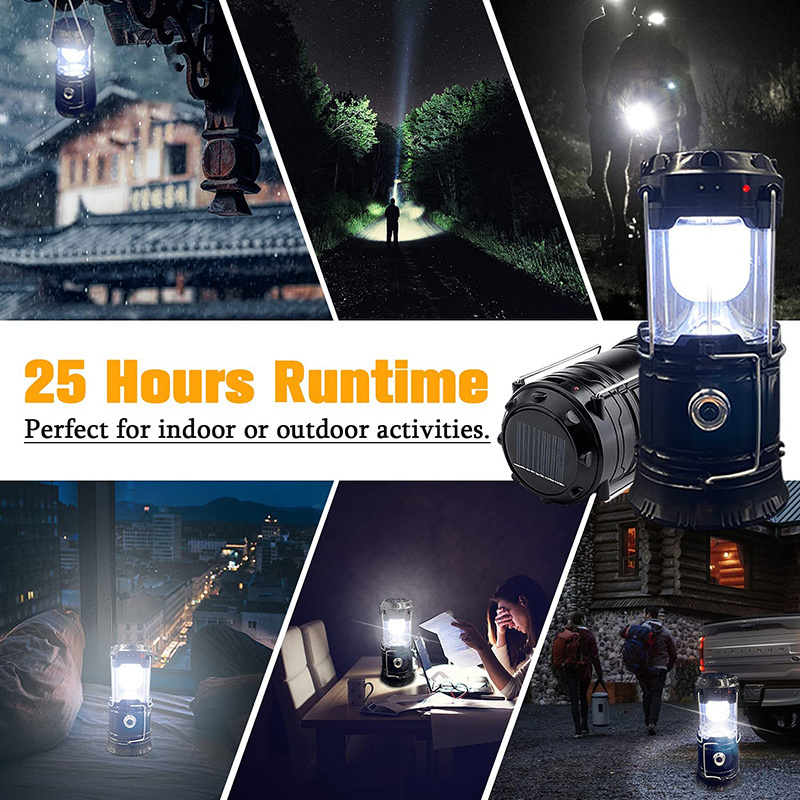 RTS Portable multifunctional waterproof camping lamp usb rechargeable led camping lights solar camping lantern