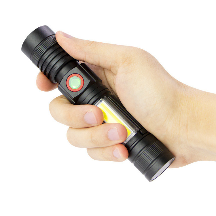 Wholesale Powerful Aluminum Alloy Emergency Flashlight LED USB Rechargeable Led Outdoor Magnetic Torch Light With Cob Sidelight