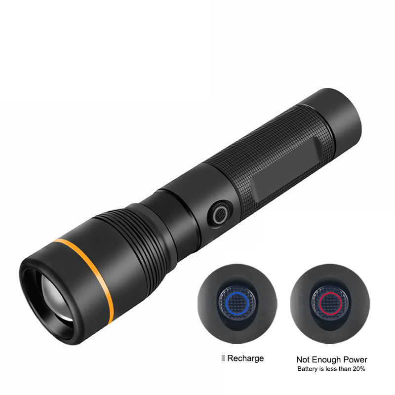 RTS portable zoom flashlight 5 mode Type-C USB Rechargeable Battery High Lumen Powerful LED Flashlights & Torches