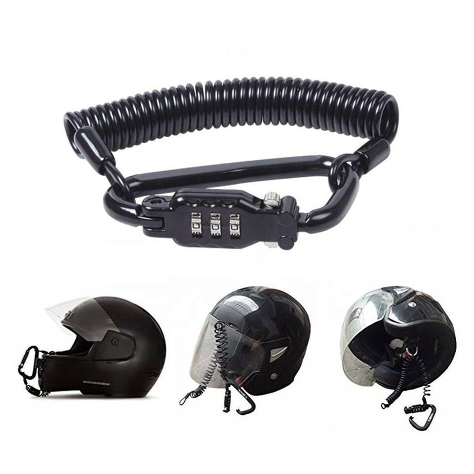 Portable Bike Helmet 3 Digit Combination Lock Motorcycle Bicycle Riding Anti-theft Safety Cable Password Lock