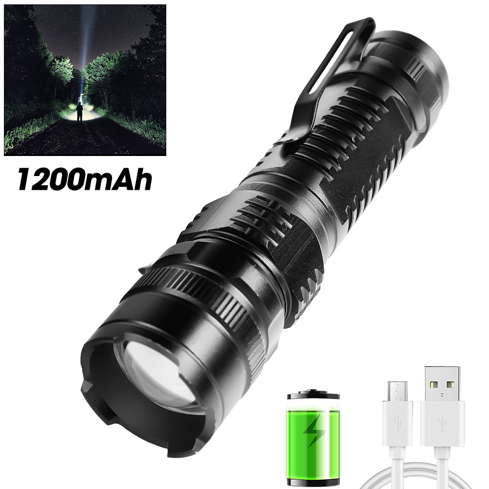 RTS Portable Torch Mini Rechargeable LED Torch Camping Light Zoom Focus Light flashlight Pen Clip flashlight