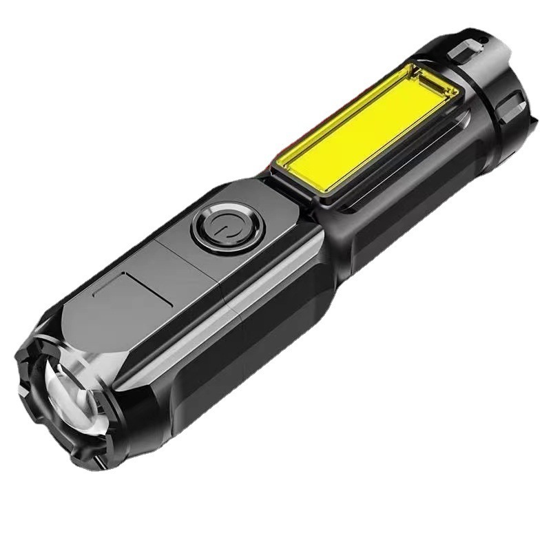 RTS Super Bright Zoomable Waterproof Torch with COB Slide Floodlight Camping Emergency USB Rechargeable Flashlight