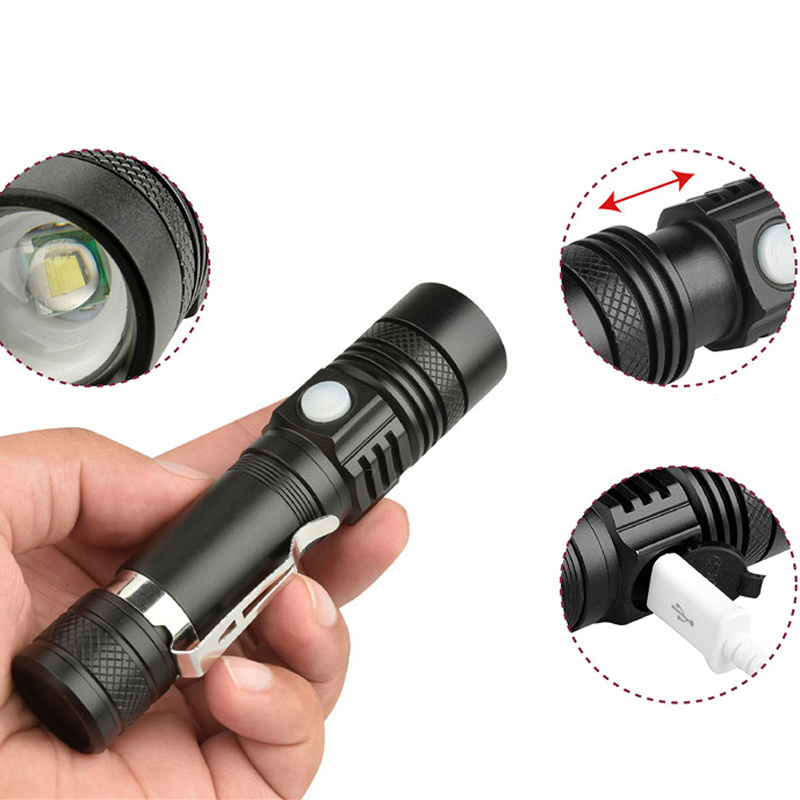 RTS Led Flashlight 800 Lumen Super Bright Powerful T6/l2/v6 Usb Led Torch Power Tips Zoomable Bicycle Light 18650 Rechargeable