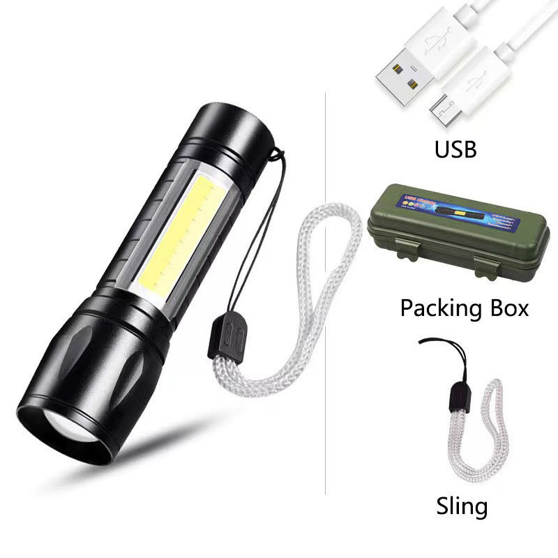 RTS Zoom LED Flashlight Portable Rechargeable XPE Flash Light Torch Lantern 3 Lighting Modes Camping Light Mini Led Flashlight