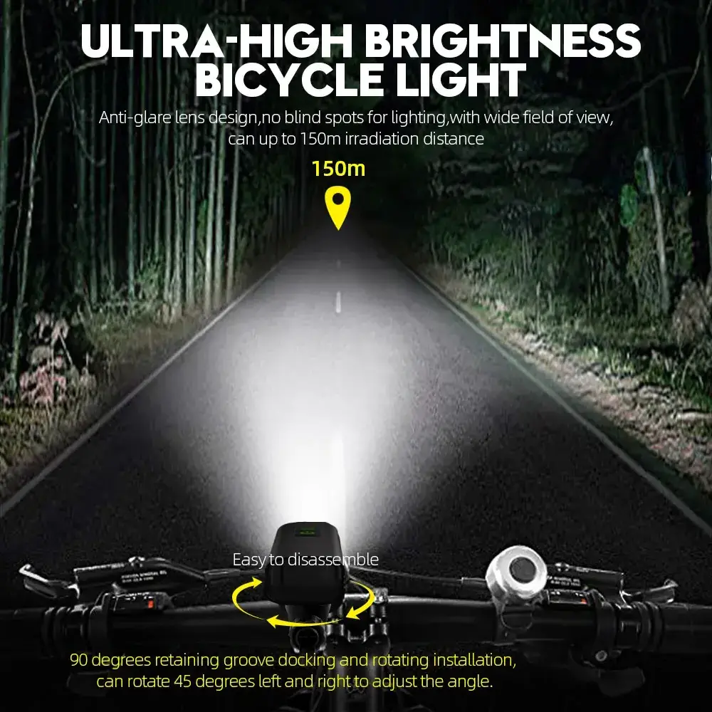 Cycle Bike Light IPX-6 Waterproof Rechargeable Bicycle Accessories Bicycle Led Front Light With 5 Modes Front Rear Set Mount