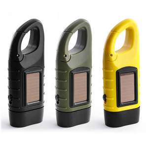 RTS Outdoor Solar Hand Crank Lightweight Multifunctional Emergency Rescue Flashlight rechargeable ABS Camping Light