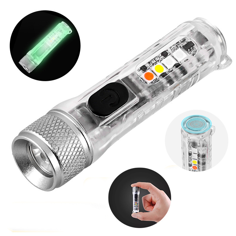 RTS Waterproof Magnetic Mini led Flashlight Multi-function Keychain Torch USB Rechargeable pocket Tiny long-range flashlight