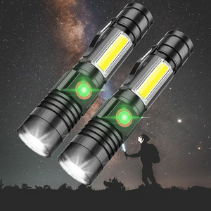 Wholesale Powerful Aluminum Alloy Emergency Flashlight LED USB Rechargeable Led Outdoor Magnetic Torch Light With Cob Sidelight