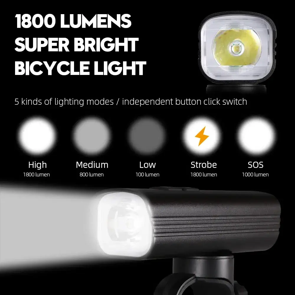 Cycle Bike Light IPX-6 Waterproof Rechargeable Bicycle Accessories Bicycle Led Front Light With 5 Modes Front Rear Set Mount