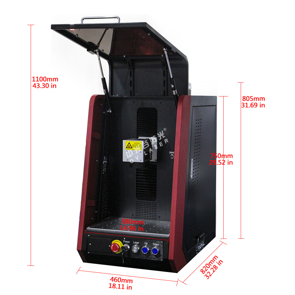 Enclosed laser jewelry engraving machine with rotary optical fiber 50w 60w raycus jpt sino galvo scanner