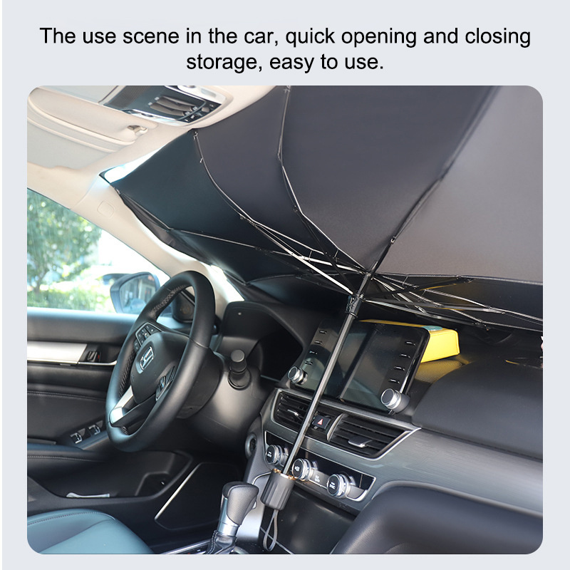 Custom Portable Car Sunshade Car Sun Shade Umbrella Parasol Foldable Telescopic Front Windscreen Sunshade