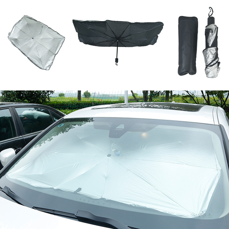 Custom Portable Car Sunshade Car Sun Shade Umbrella Parasol Foldable Telescopic Front Windscreen Sunshade