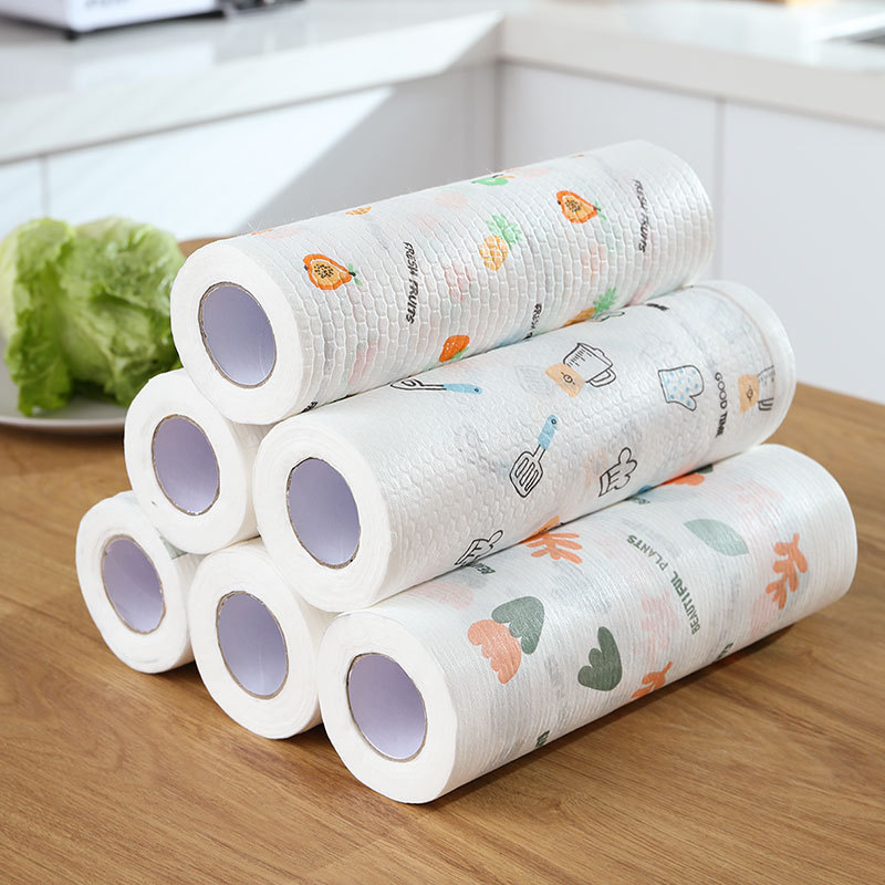 Wholesale Kitchen Washable Lazy Rag Washing Dishes Disposable Roll Paper Cleaning Cloth