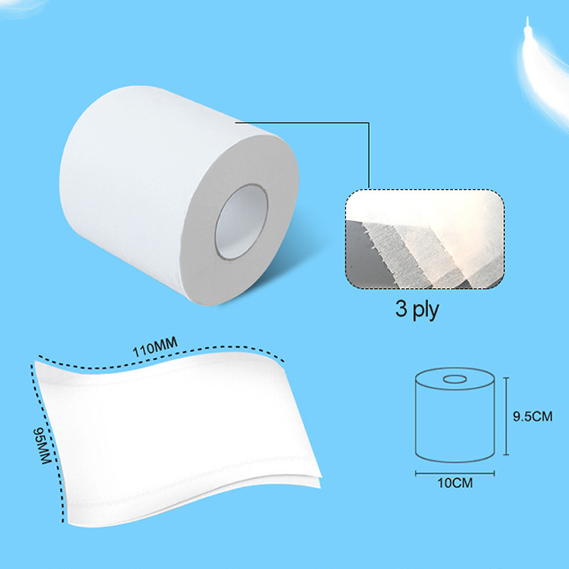 Custom Safe Eco-Friendly Water Soluble Toilet Tissue Paper 100% Bamboo Bleached 2ply 3ply 1ply Core Toilet Sanitary Paper Rolls