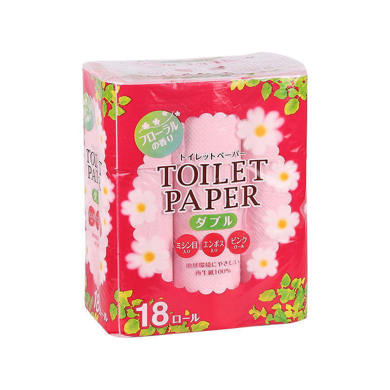 100% Virgin Wood Pulp Bathroom Colored Pink Toilet Paper Tissue With 12 Rolls/Pack